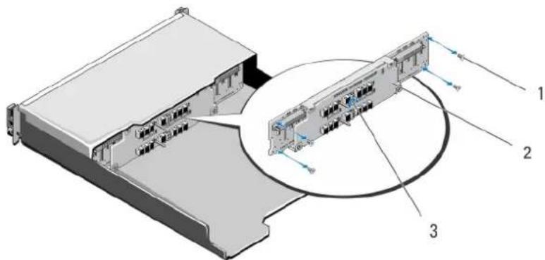 Technical diagram of a server rack with labeled components and connection points
