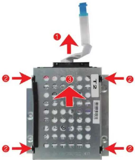 Diagram of an electronic device with labeled components and red arrows indicating directional or process flow.