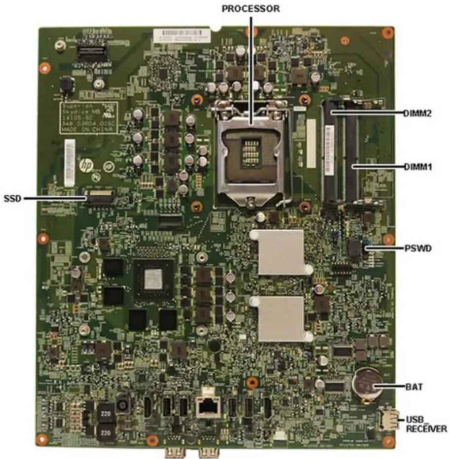 PROCESSOR SSD DIMM2 DIMM1 PSWD BAT USB RECEIVER