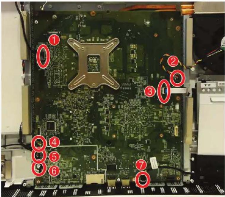 Labeled diagram of an electronic circuit board with numbered components, showing internal components and wiring.