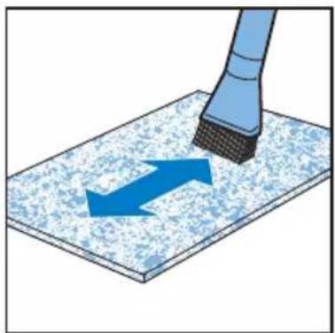 Illustration of a blue brush applying blue double-headed arrows on a textured surface (no text or symbols)