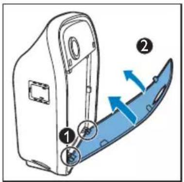 Diagram of a device with labeled parts and directional arrows indicating movement or flow