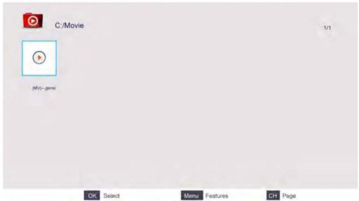 C:/Movie (MV)- genre 1/1 OK Select Menu Features CH Page