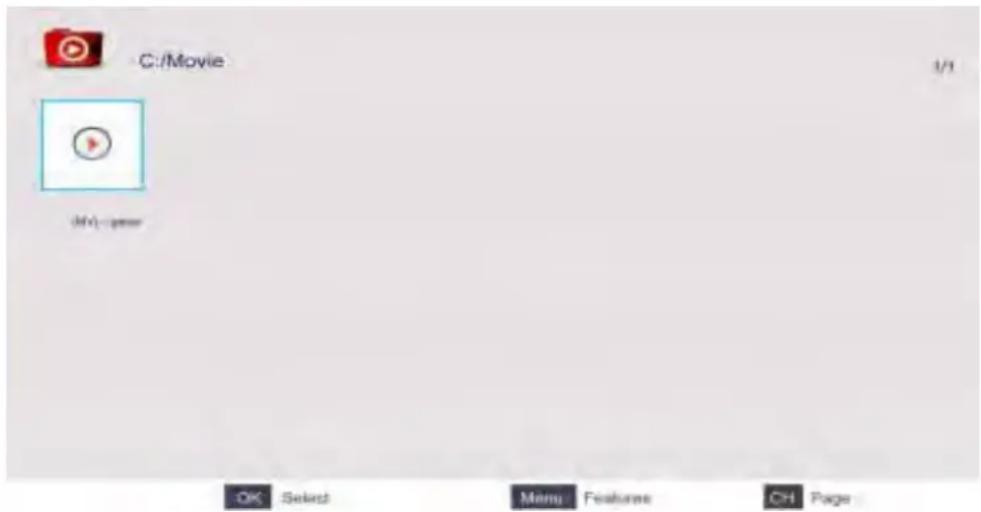 C:/Movie 1/1 (MV) - peer OK Select Menu Features CH Page