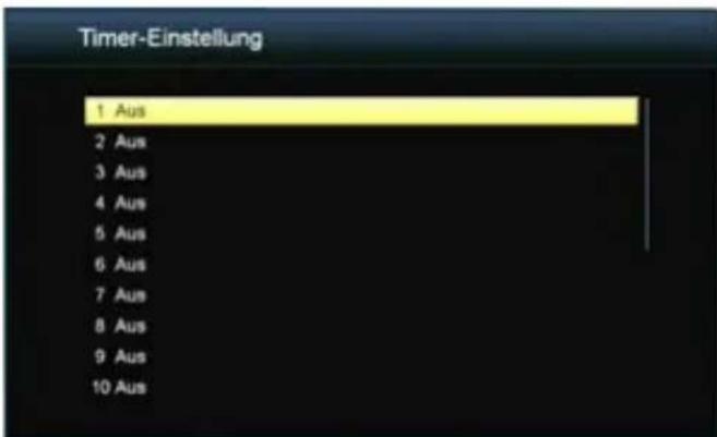Timer-Einstellung 1 Aus 2 Aus 3 Aus 4 Aus 5 Aus 6 Aus 7 Aus 8 Aus 9 Aus 10 Aus