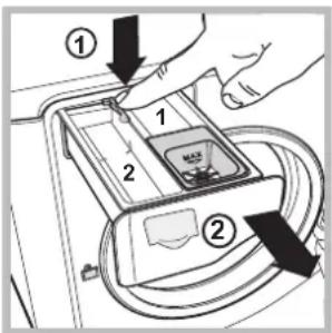 HOTPOINT AQS73D 29 EU/A - Rengöring av tvättmedelslådan - 1