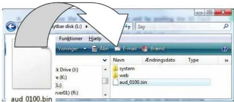 Mytbar disk (L): Funktioner Hjælp Visninger Abn E-mail Braend :k Drive (J:) e (K:) [L:] rver01) (R:) Navn Endringsdato Type system web aud_0100.bin aud_0100.bin