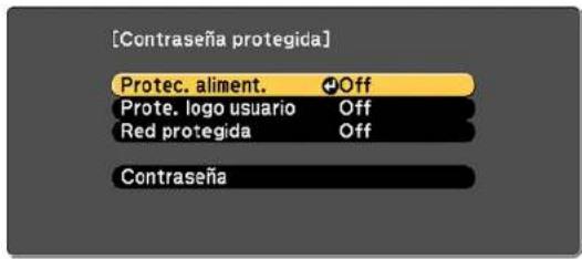 [Contraseña protegida] Protec. aliment. +Off Prote. logo usuario Off Red protegida Off Contraseña