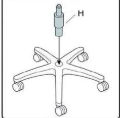 Diagram of a mechanical assembly with a labeled component 'H' and six arms (no text or symbols beyond the label)