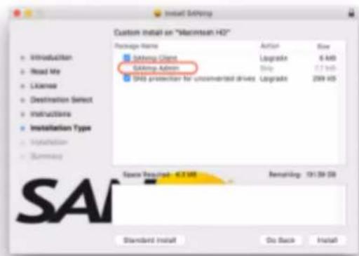 Custom install on "Macintosh HD2" Package Name Action Size Savisa Client Upgrade 6.440 Savisa Action Stop 5.7.140 SPAD protection for unconverted drives Upgrade 299.45 Space Request: 4.3.140 Remailing: 191.39-38 Standard Install Go Back Install