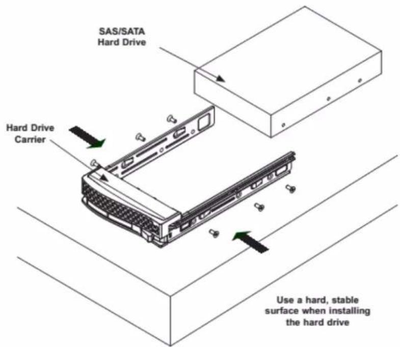 SAS/SATA Hard Drive Hard Drive Carrier Use a hard, stable surface when installing the hard drive