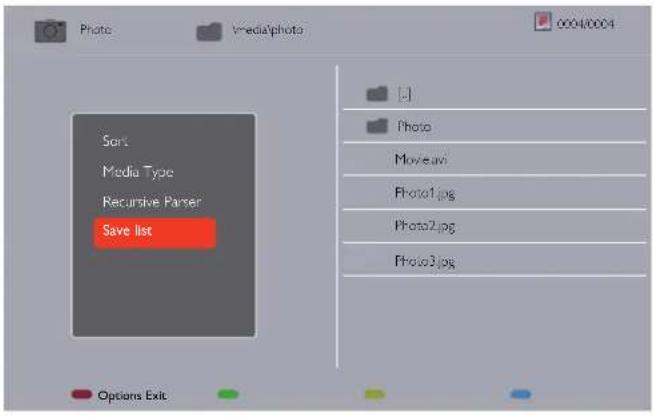 Sort Media Type Recursive Parser Save list Options Exit 0004/0004 - Photo Movieavi Photo1.jpg Photo2.jpg Photo3.jpg