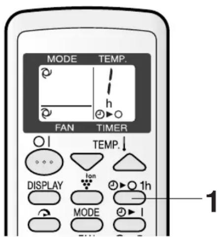 MODE TEMP. h FAN TIMER TEMP. DISPLAY Ion 1h MODE I 1