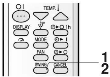 TEMP. DISPLAY Ion 1h MODE FAN SWING/ CANCEL 1 2