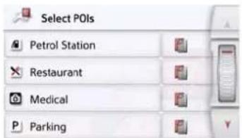 Select POIs Petrol Station Restaurant Medical Parking