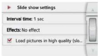 Slide show settings Interval time: 1 sec Effects: No effect Load pictures in high quality (slo...