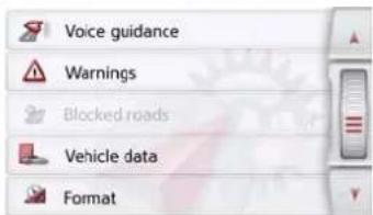 Voice guidance Warnings Blocked roads Vehicle data Format
