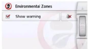 Environmental Zones Show warning
