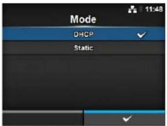 Mode DHCP Static