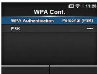 WPA Conf. WPA Authentication Personal (PSK) PSK ....