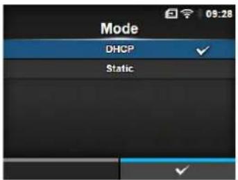 Mode DHCP Static