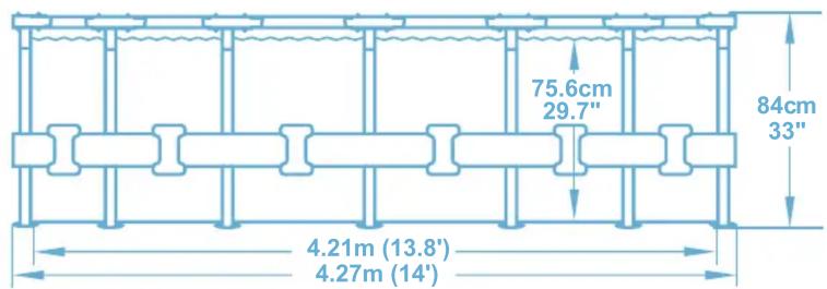 75.6cm 29.7" 84cm 33" 4.21m (13.8') 4.27m (14)
