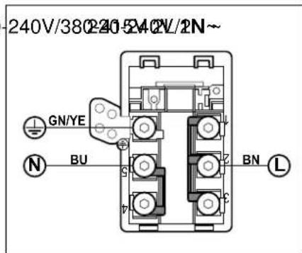 240V/380 240 540V/2N~ GN/YE BU S 4 3 BN L