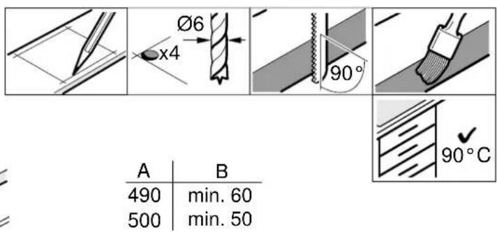 Ø6 x4 90° A B 490,min.60 500,min.50 90°C