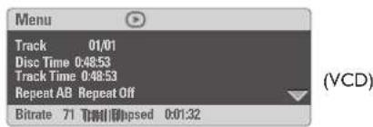 Menu Track 01/01 Disc Time 0:48:53 Track Time 0:48:53 Repeat AB Repeat Off Bitrate 71 Trim/Unpsed 0:01:32 (VCD)