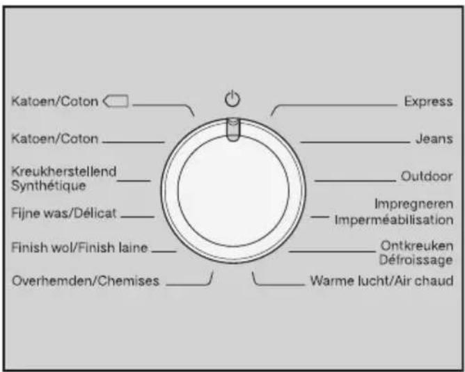 Katoen/Coton Katoen/Coton Kreukherstellend Synthétique Fijne was/Délicat Finish wol/Finish laine Overhemden/Chemises Express Jeans Outdoor Impregneren Imperméabilisation Ontkreuken Défroissage Warme lucht/Air chaud