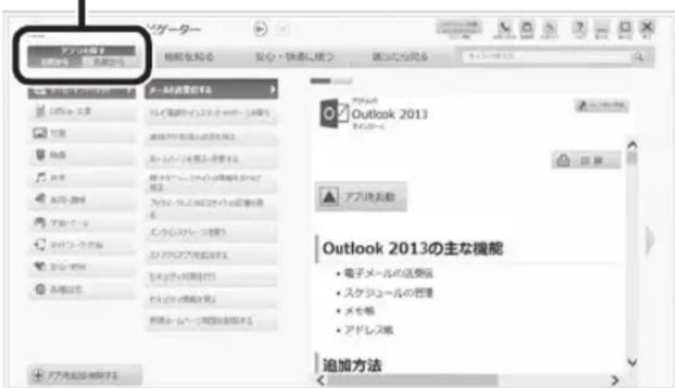 Outlook 2013 Outlook 2013の主な機能 ・ 電子メールの送受状況 ・ スケジュールの把握 ・ メモ形 ・ アドレス帳 追加方法