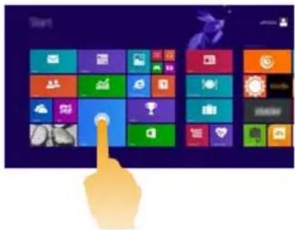 Illustration of a hand interacting with a grid of app icons, likely representing a digital interface or app selection system.