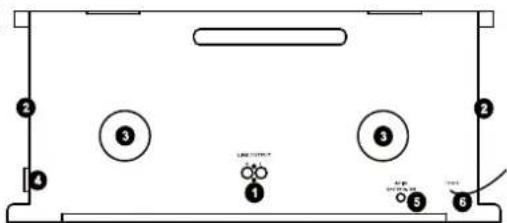 Diagram of a room layout with numbered compartments and labeled fixtures, likely for architectural or mechanical design reference.