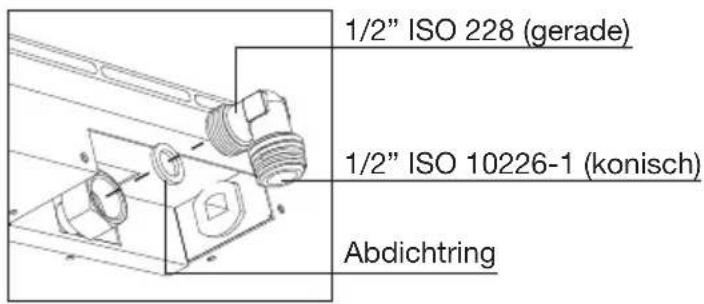 1/2" ISO 228 (gerade) 1/2" ISO 10226-1 (konisch) Abdichtring