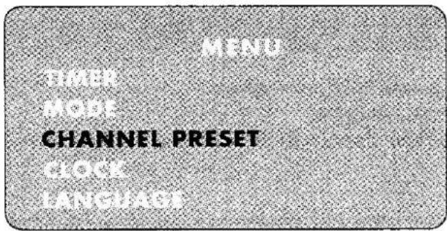 MENU TIMES MODE CHANNEL PRESET CLOCK LANGUAGE