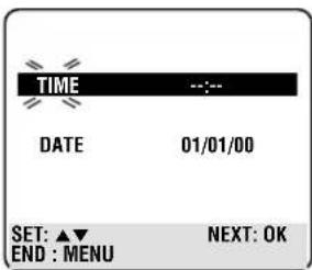 TIME DATE 01/01/00 SET: ▲▼ NEXT: OK END : MENU