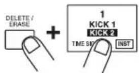 SAMSON MRT-3B - To erase a sound, use the [REC] key to move to the desired position. Then press the corresponding pad while holding down the [DELETE/ERASE] key. - 1