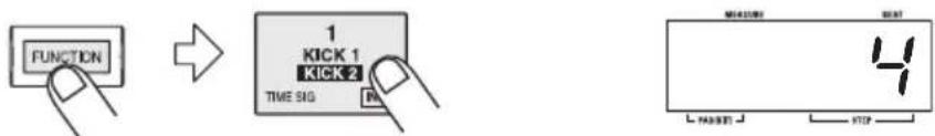 FUNCTION 1 KICK 1 KICK 2 TIME SIG MACHINE STOP