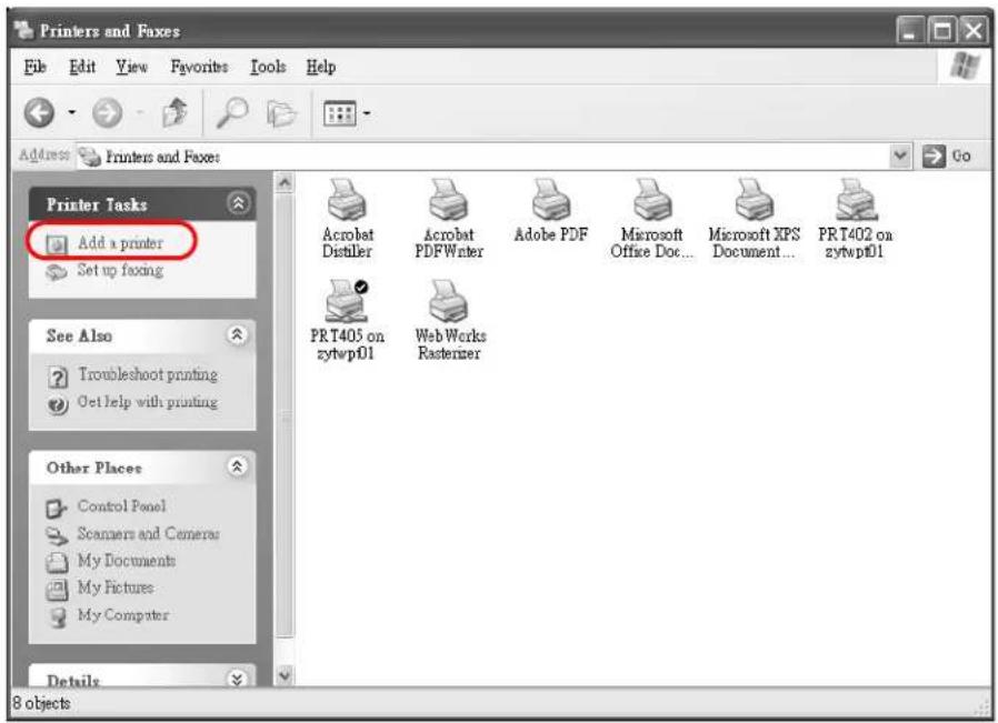 Printers and Faxes File Edit View Favorites Tools Help Address Printers and Faxes Go Printer Tasks Add a printer Set up facing See Also Troubleshoot printing Get help with printing Other Places Control Panel Scamers and Cameras My Documents My Pictures My Computer Details 8 objects Acrobat Distiller Acrobat PDFWriter Adobe PDF Microsoft Office Doc... Microsoft XPS Document... PR T402 on zytwpD1 PR T405 on zytwpD1 Web Works Rasterner