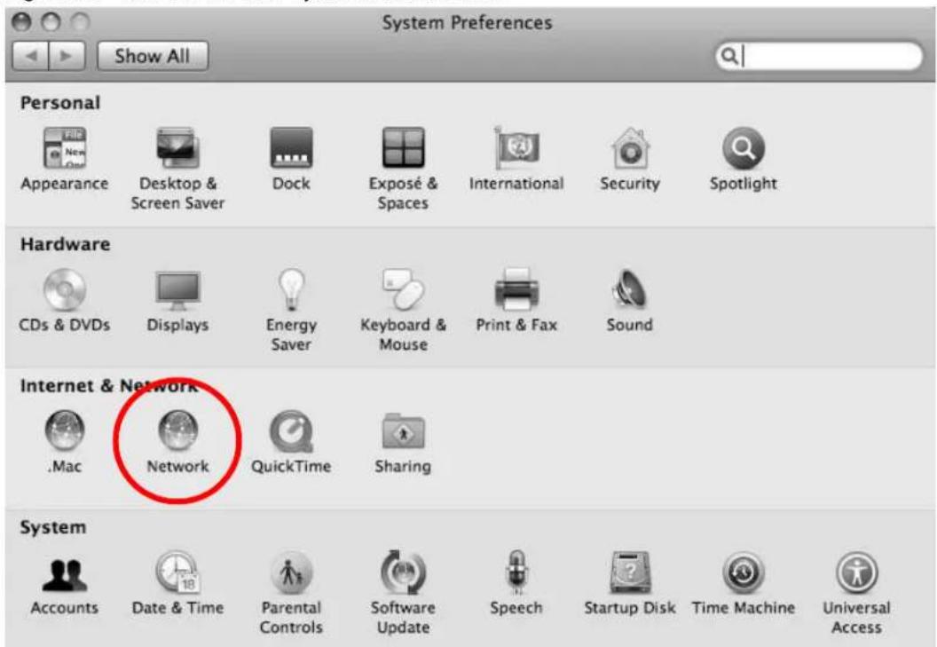 System Preferences Show All Personal Appearance Desktop & Screen Saver Dock Exposé & Spaces International Security Spotlight Hardware CDs & DVDs Displays Energy Saver Keyboard & Mouse Print & Fax Sound Internet & Network .Mac Network QuickTime Sharing System Accounts Date & Time Parental Controls Software Update Speech Startup Disk Time Machine Universal Access
