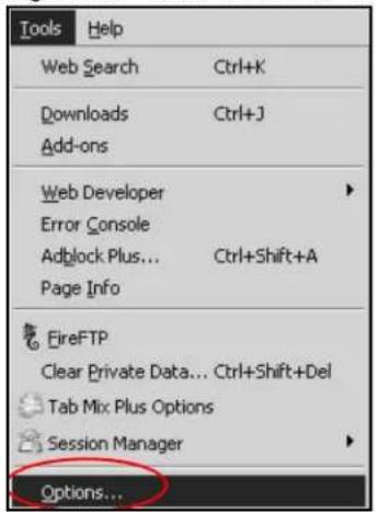 Tools Help Web Search Ctrl+K Downloads Ctrl+J Add-ons Web Developer Error Console Adblock Plus... Ctrl+Shift+A Page Info FireFTP Clear Private Data... Ctrl+Shift+Del Tab Mix Plus Options Session Manager Options...