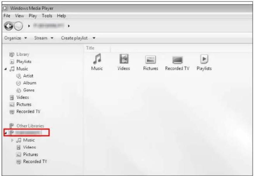 Windows Media Player File View Play Tools Help Organize Stream Create playlist Library Playlists Music Artist Album Genre Videos Pictures Recorded TV Other Libraries Music Videos Pictures Recorded TV Title Music Videos Pictures Recorded TV Playlists