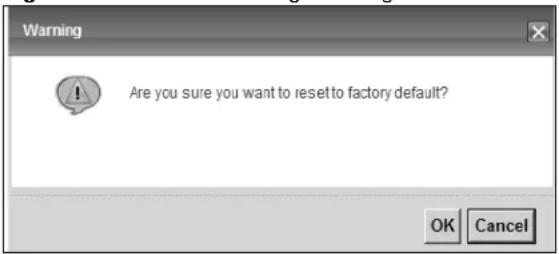 Warning Are you sure you want to reset to factory default? OK Cancel