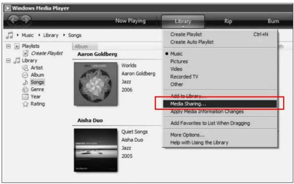 Windows Media Player Now Playing Library Rip Burn Music > Library > Songs Playlists Create Playlist Album Library Artist Album Songs Genre Year Rating Aaron Goldberg Worlds Aaron Goldberg Jazz 2006 Add to Library... Media Sharing... Apply Media Information Changes Add Favorites to List When Dragging More Options... Help with Using the Library Aisha Duo Quiet Songs Aisha Duo Jazz 2005