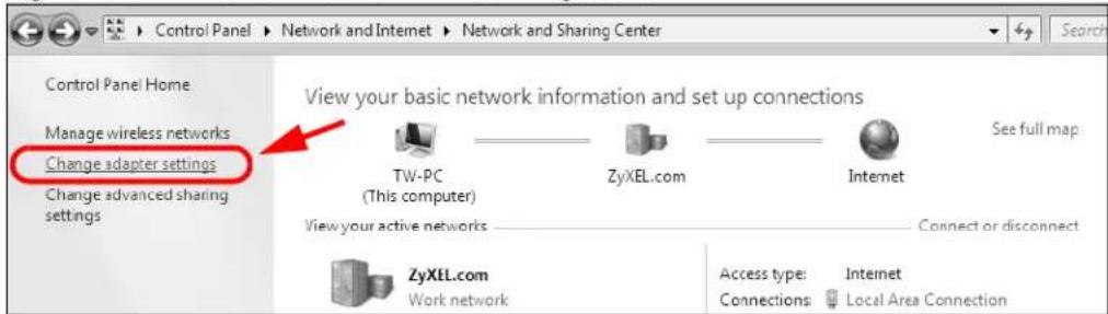 Control Panel Network and Internet Network and Sharing Center Control Panel Home Manage wireless networks Change adapter settings Change advanced sharing settings View your basic network information and set up connections TW-PC (This computer) ZyXEL.com Internet See full map View your active networks Connect or disconnect ZyXEL.com Work network Access type: Internet Connections: Local Area Connection