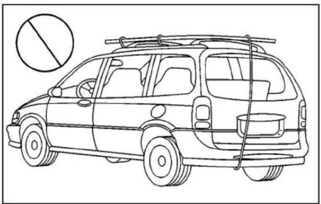 Line drawing of a van with roof rack and a circular symbol above it (no text or labels)