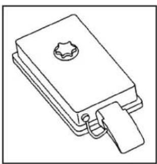 Line drawing of a closed book with a star-shaped cover and a clip (no text or symbols)