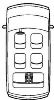 Line drawing of a mobile phone case with four compartments and a central device (no text or symbols)