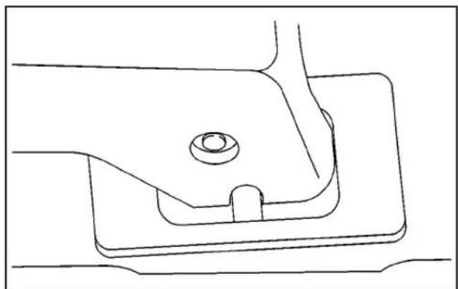 Technical line drawing of a mechanical component with a central bolt and flange (no text or symbols)