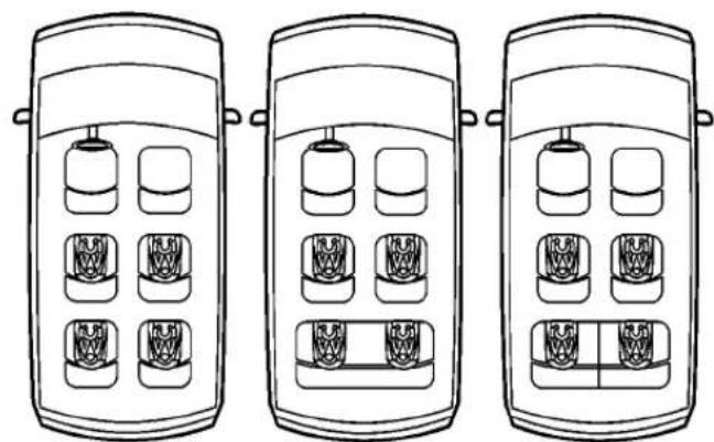Three identical line drawings of a device with internal compartments, no text or symbols present.